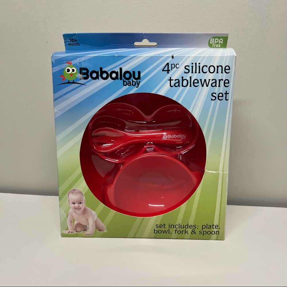 Babalou baby Red 4pc Silicone tableware Set